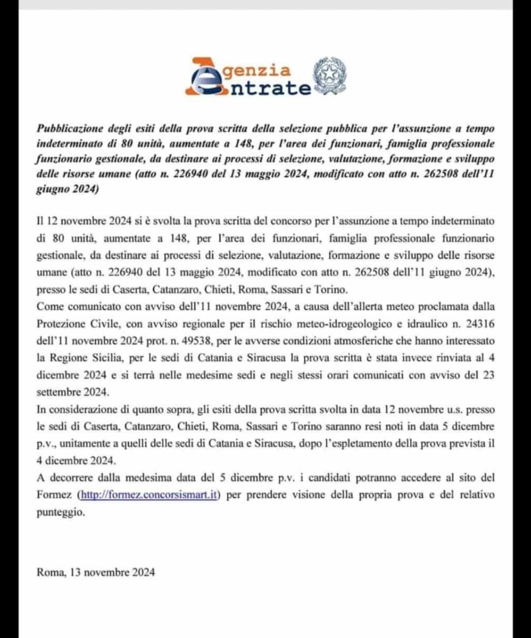 Concorso Agenzia Entrate, Funzionari RU del 12 novembre, rinvio per la Sicilia: pioggia di ricorsi in arrivo?